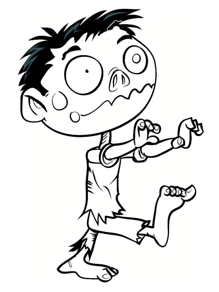 Coloriage Un Enfant Zombie Marche Droit - Zombie à imprimer