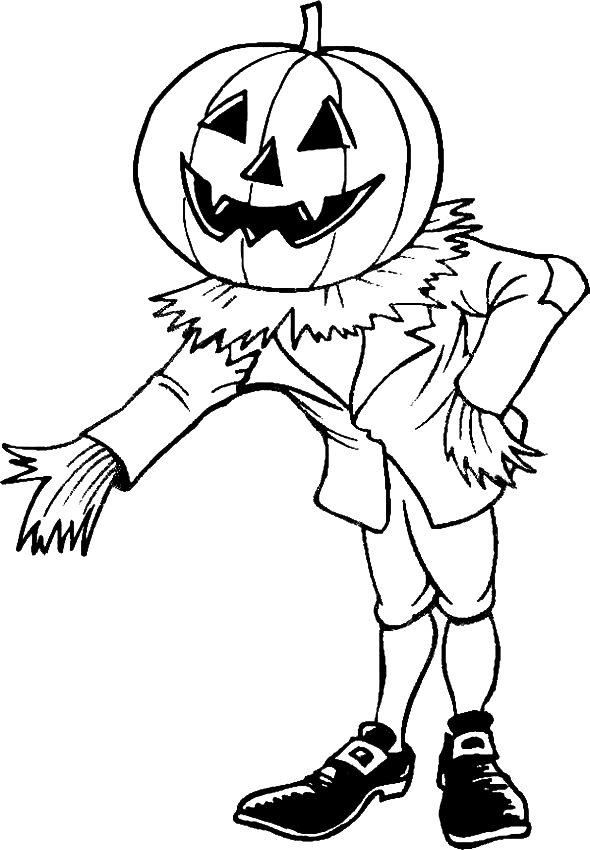 Coloriage Un Épouvantail Avec Une Tête De Citrouille - Halloween citrouille à imprimer