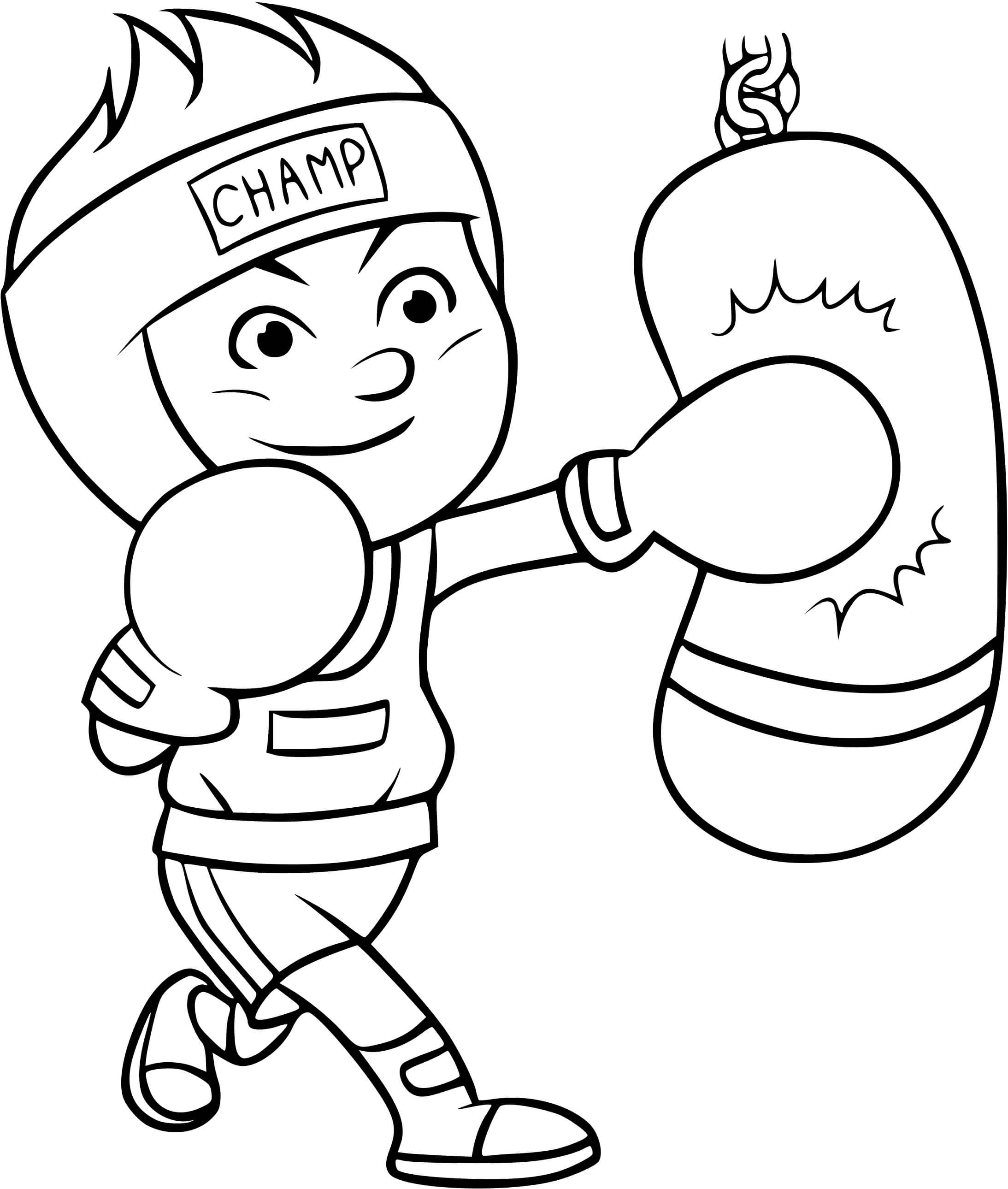 Coloriage Un Garçon Veut Devenir Champion De Boxe Et Pratique Chaque Jour - Enfants à imprimer