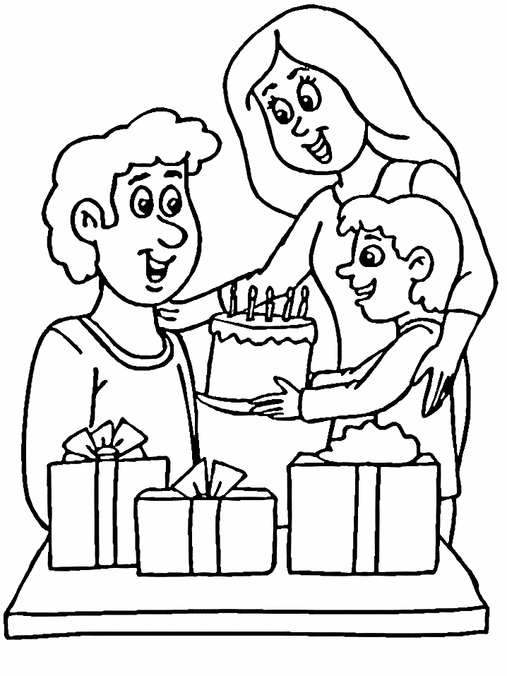 Coloriage Un Gâteau Pour Lanniversaire De Papa - Fête des pères à imprimer
