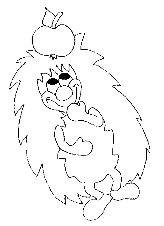 Coloriage Un Hérisson Avec Une Pomme Sur La Tête - Hérisson à imprimer