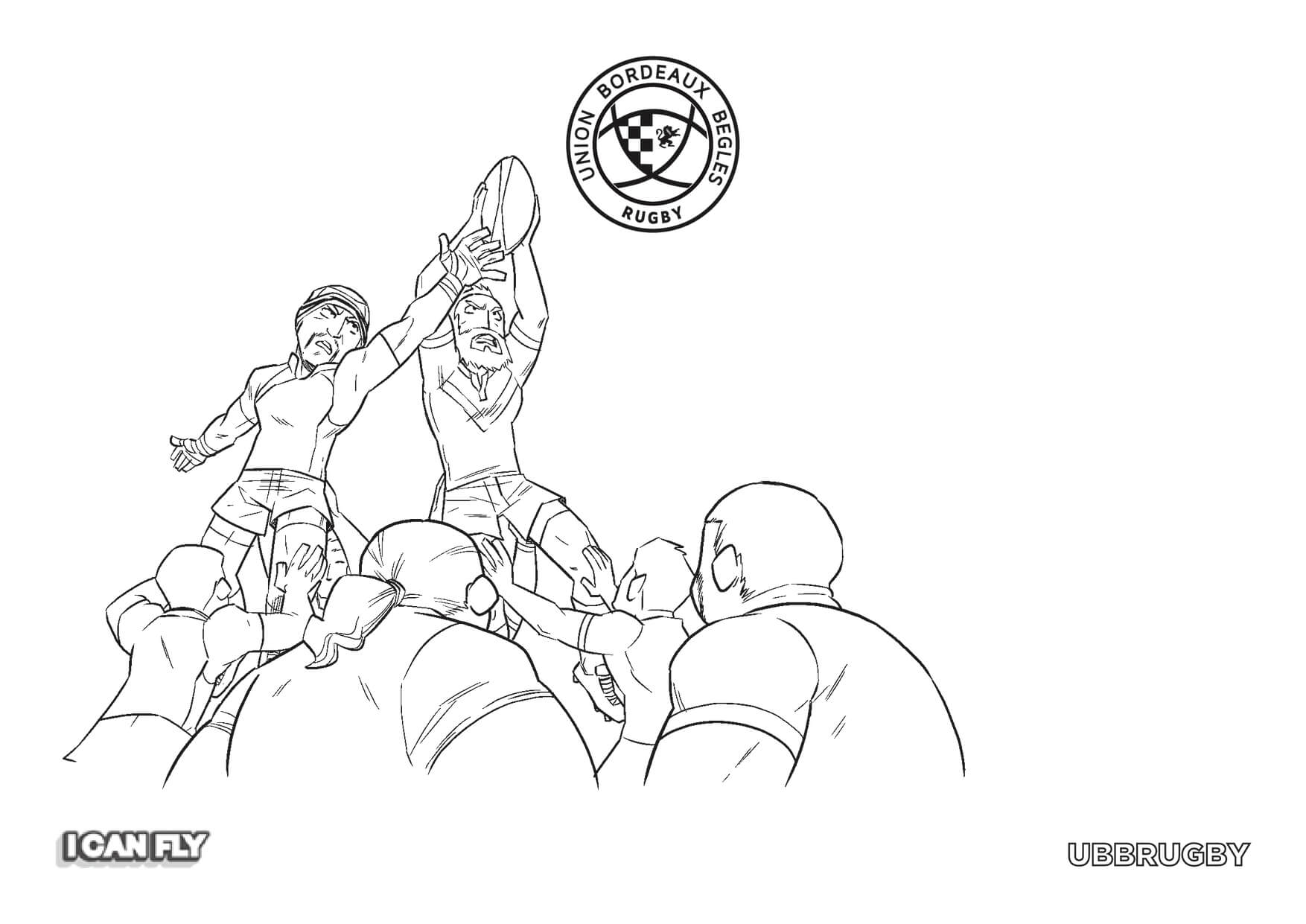 Coloriage Un Joueur De Rugby Attrape Le Balon - Rugby à imprimer