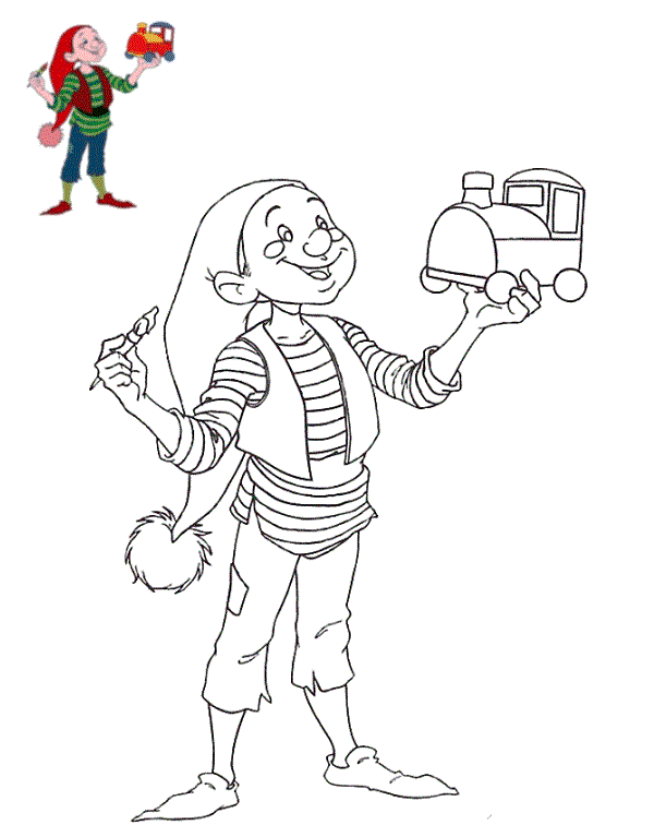 Coloriage Un Lutin Fini Son Travail De Coloration Du Jouet - Lutin de Noël à imprimer