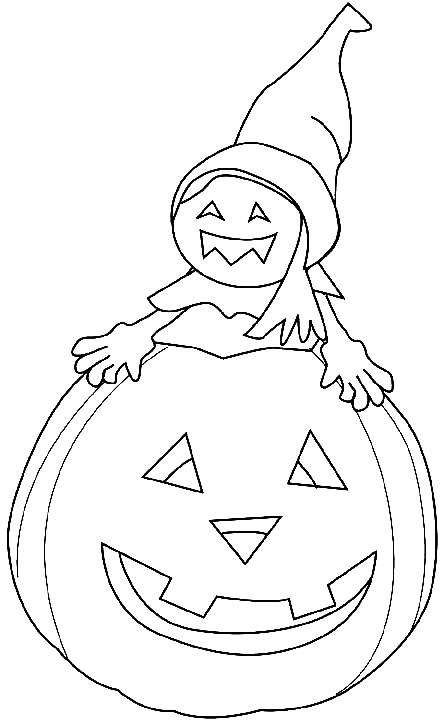 Coloriage Un Lutin Sur Une Citrouille - Halloween citrouille à imprimer