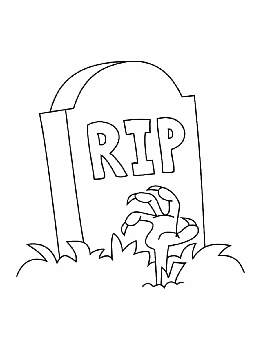 Coloriage Un Mort Vivant Sort Sa Main Du Cimetiere - Zombie à imprimer