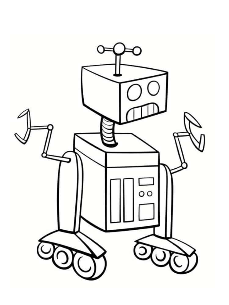 Coloriage Un Robot Sous Roues Dans La Galaxie - Robot à imprimer