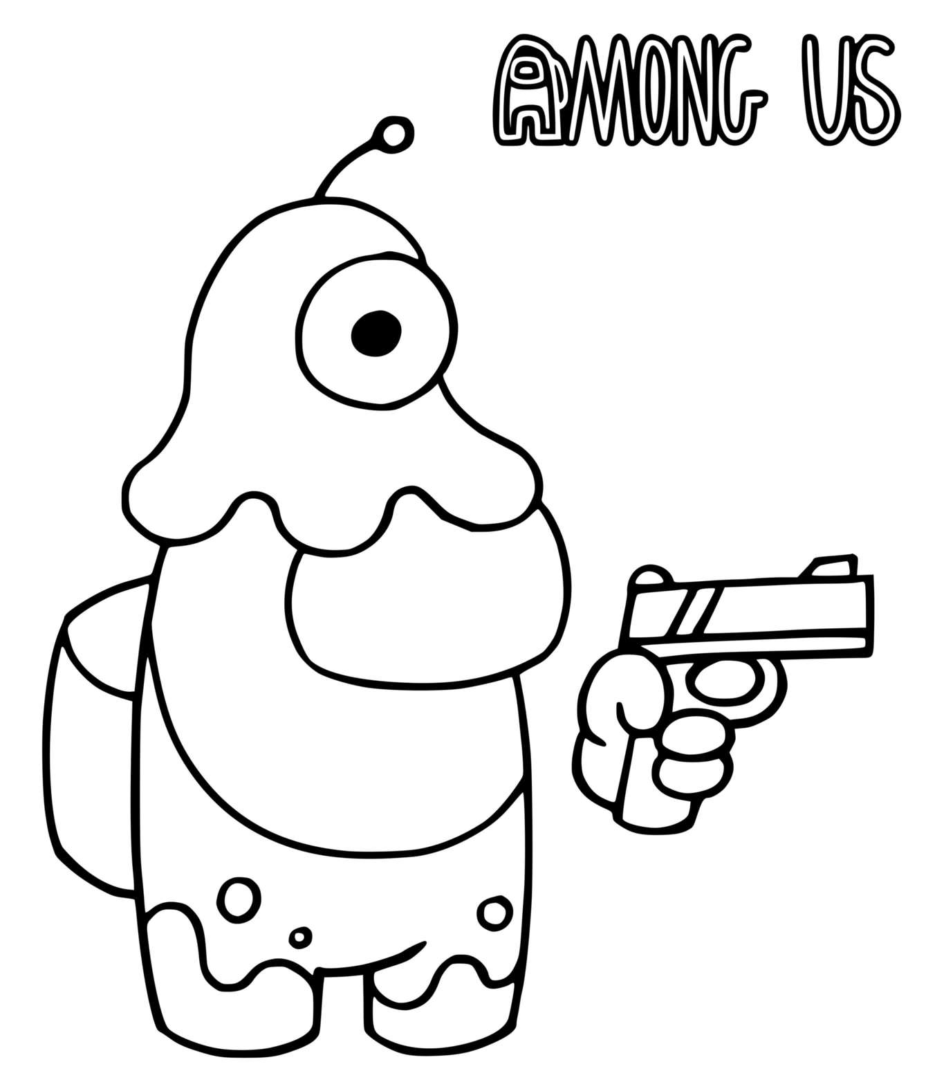 Coloriage Un Traitre Among Us Avec Un Pistolet - Among us à imprimer