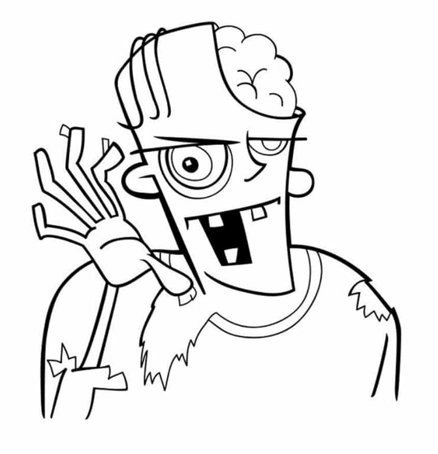 Coloriage Un Zombi Attentif - Zombie à imprimer