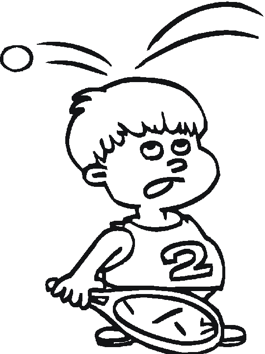 Coloriage Une Balle De Tennis Rebondit Sur La Tête D'Un Enfant - Tennis à imprimer