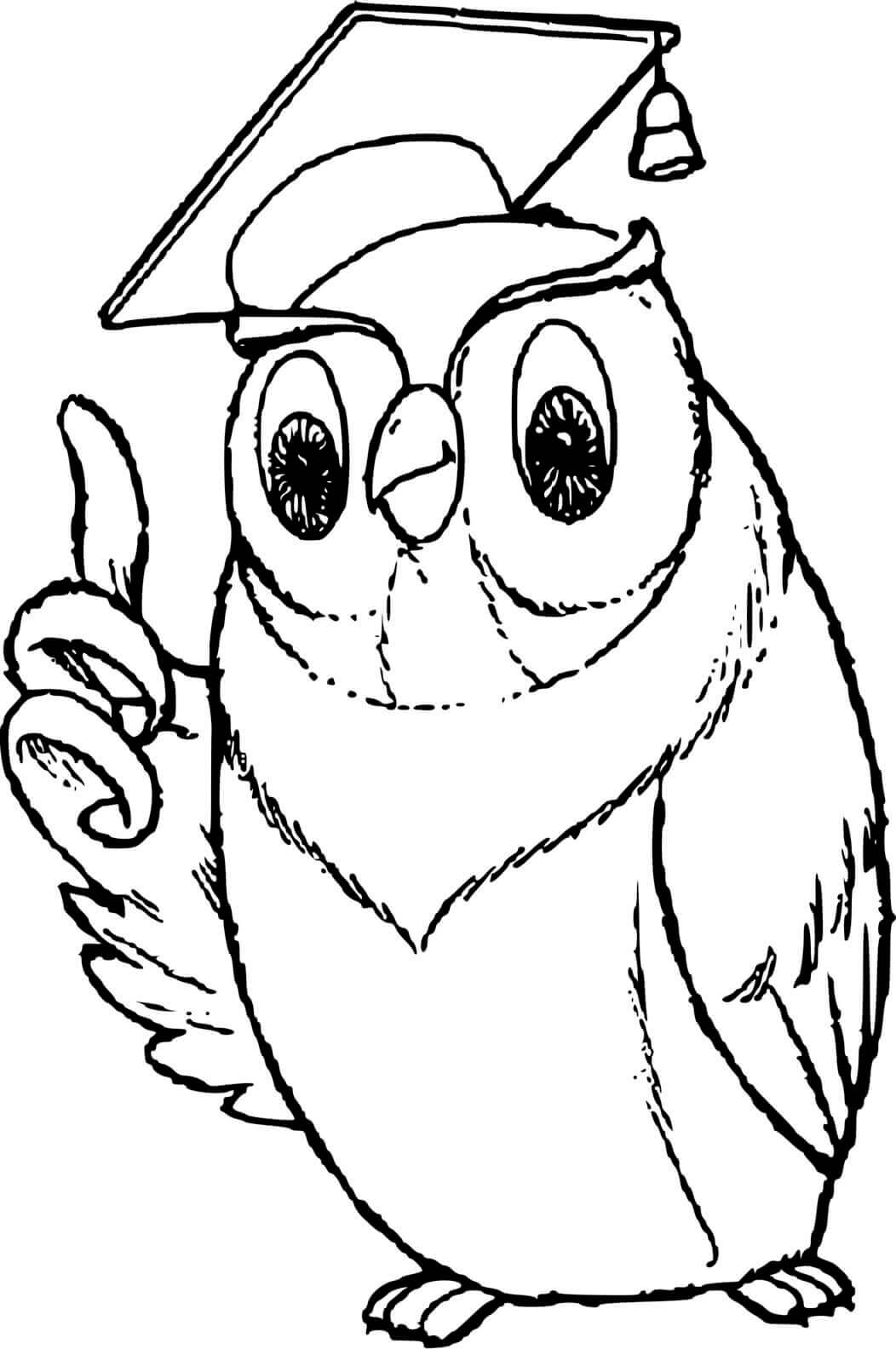 Coloriage Une Chouette Professeur - Hibou à imprimer