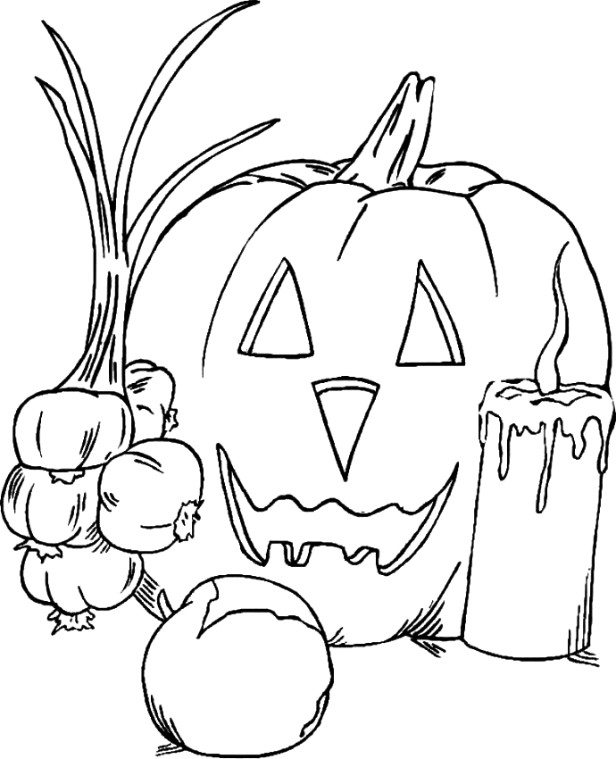 Coloriage Une Citroiuille Et Une Bougie Eteinte - Halloween citrouille à imprimer