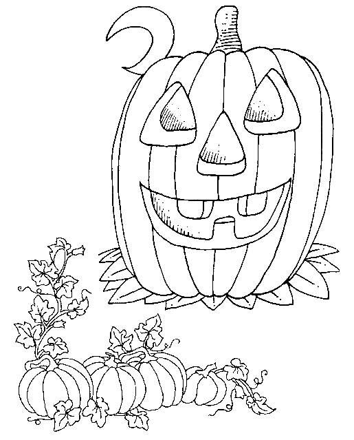 Coloriage Une Citrouille D'Halloween Et 4 Petit Potirons - Halloween citrouille à imprimer