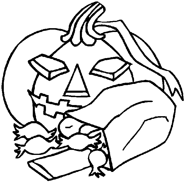 Coloriage Une Citrouille Et Un Sac De Confiseries - Halloween citrouille à imprimer
