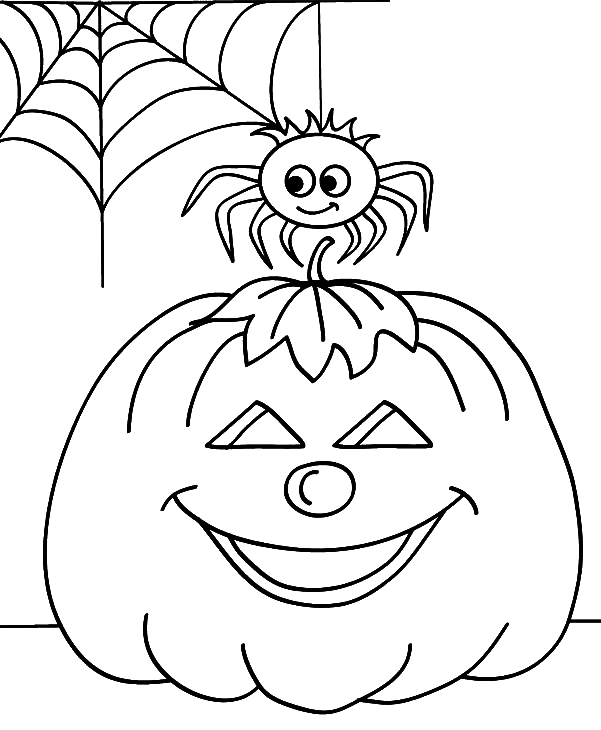 Coloriage Une Citrouille Et Une Arraignee - Halloween citrouille à imprimer
