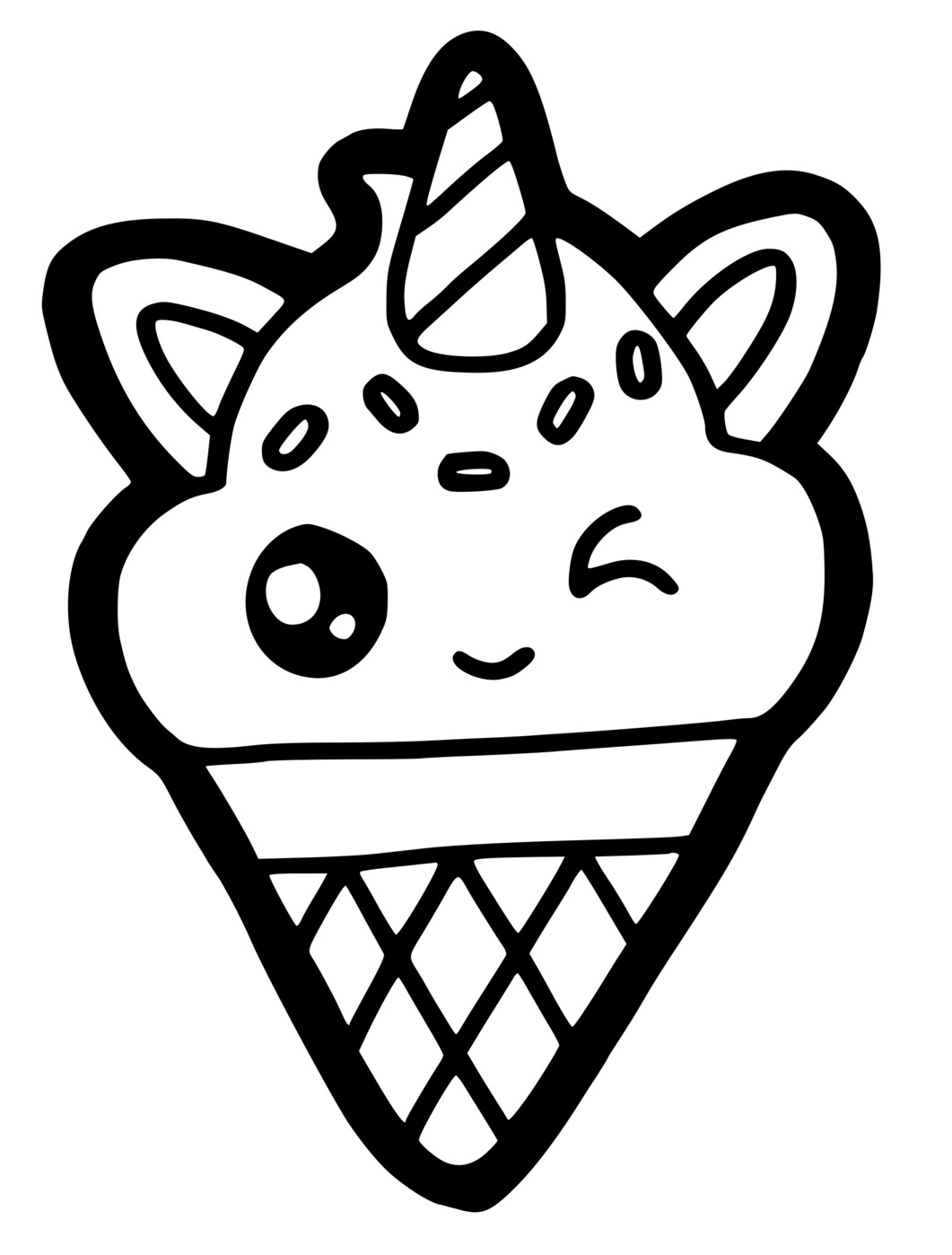 Coloriage Une Crème Glace Licorne Kawaii - Licorne à imprimer
