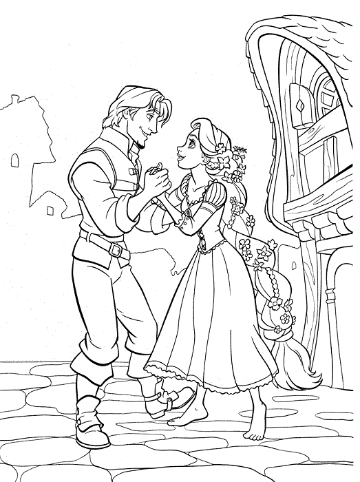 Coloriage Une Dance Avec Flynn - Raiponce à imprimer