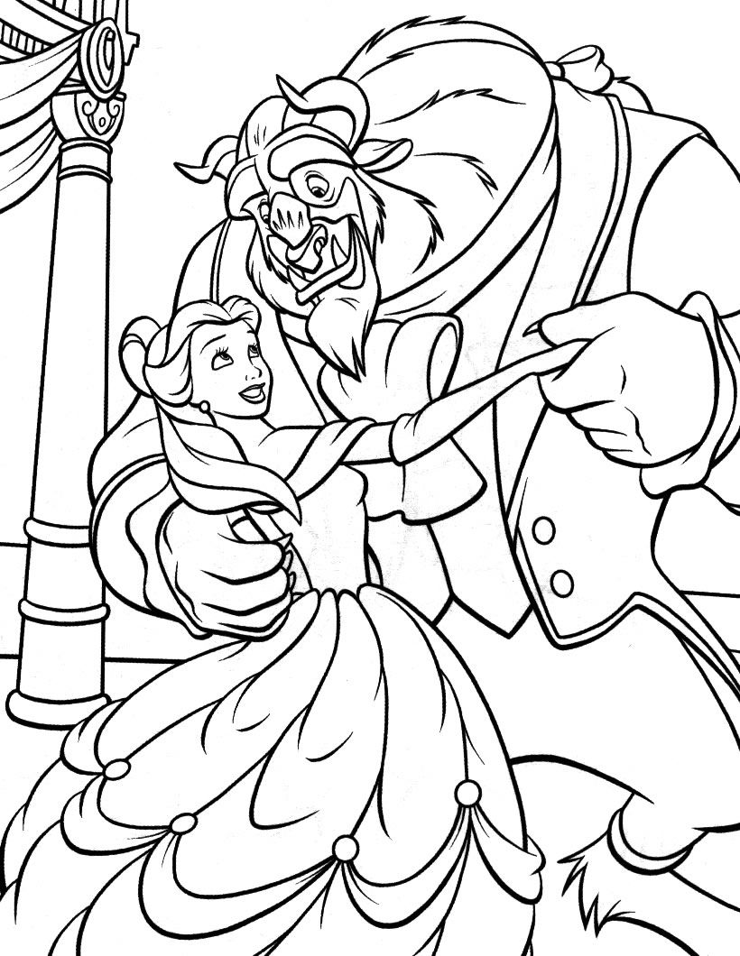 Coloriage Une Danse Avec La Belle Et La Bête - La Belle et la Bête à imprimer