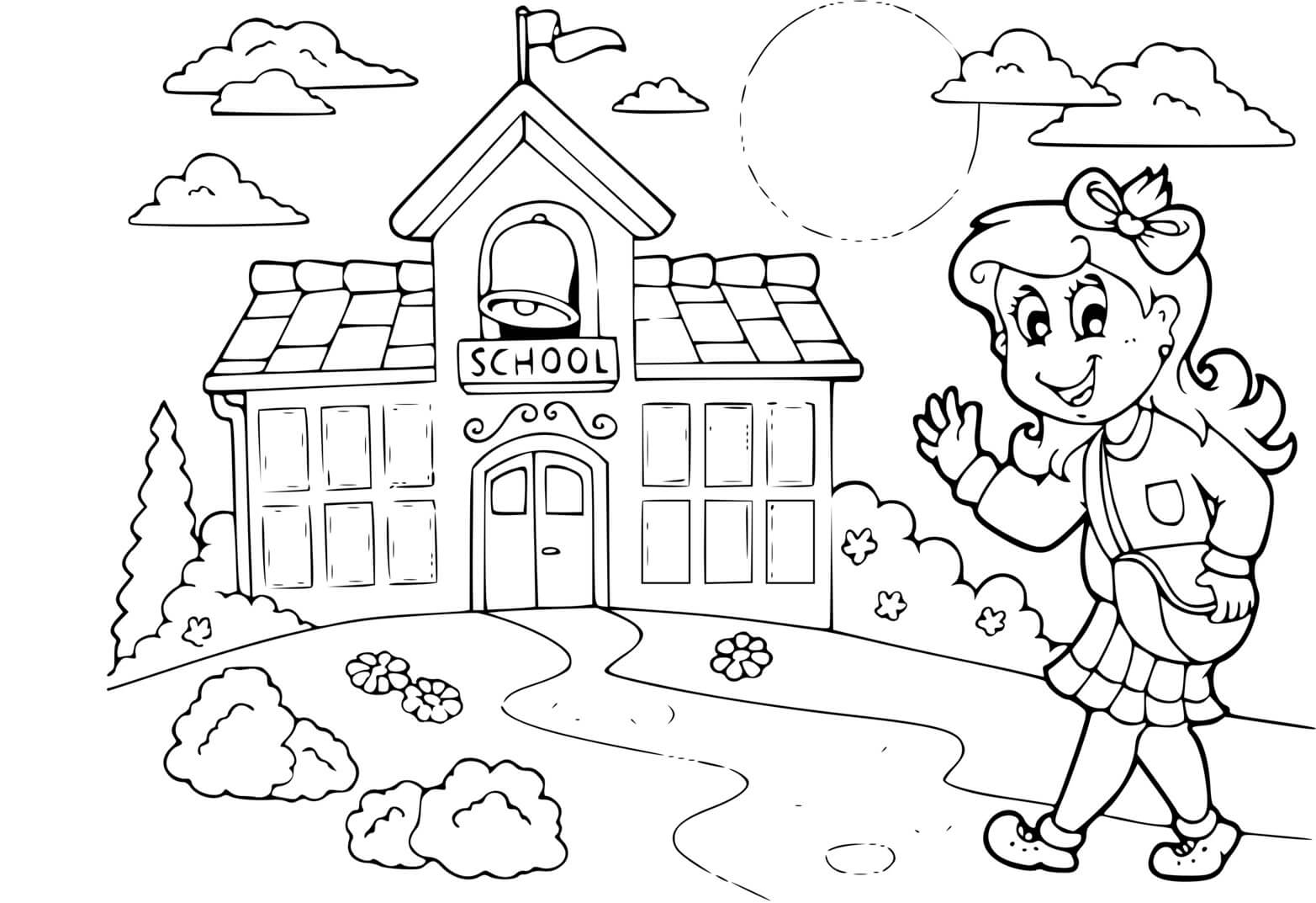 Coloriage Une Étudiante La Rentrée Scolaire - Rentrée scolaire à imprimer