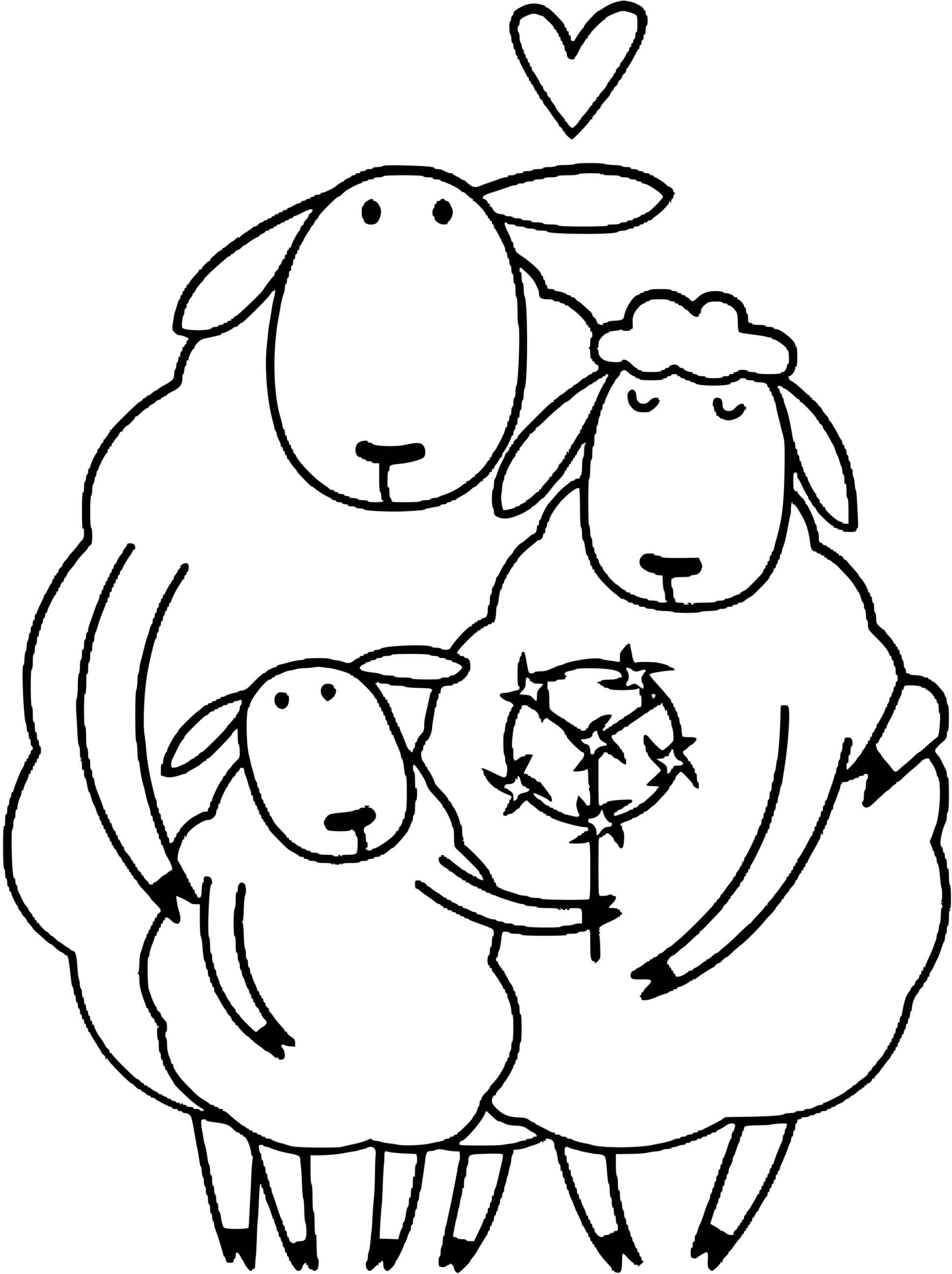 Coloriage Une Famille De Moutons - Famille à imprimer