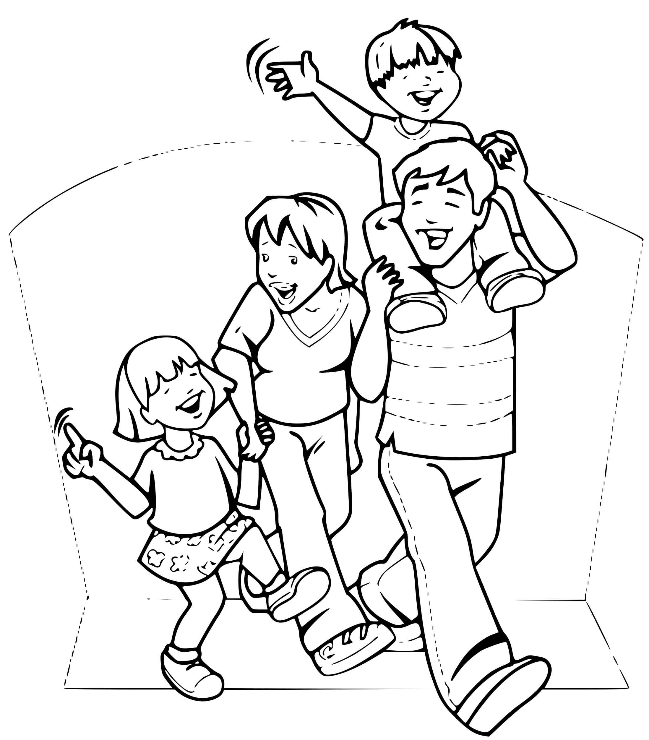 Coloriage Une Famille Qui Passe Un Moment Agreable - Famille à imprimer