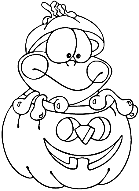 Coloriage Une Grenouille Dans Une Citrouille - Halloween citrouille à imprimer