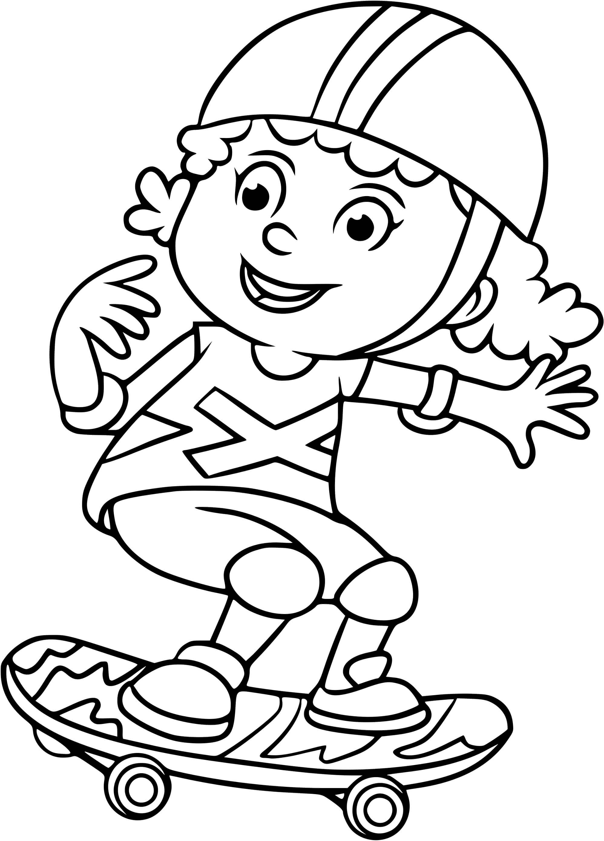 Coloriage Une Jeune Fille Fait Du Skateboard Planche A Roulette - Enfants à imprimer