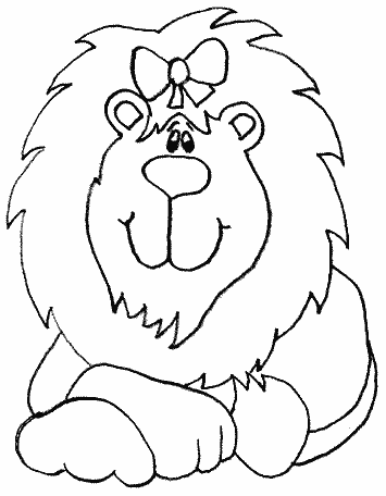 Coloriage Une Lionne Avec Un Noeud Dans Sa Criniere - Lion à imprimer