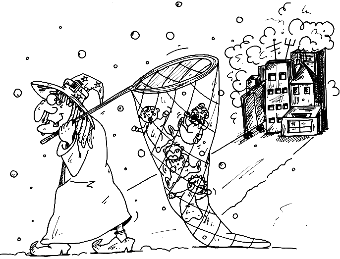 Coloriage Une Méchante Sorcière Qui A Capturee Des Enfants - Halloween sorciere à imprimer