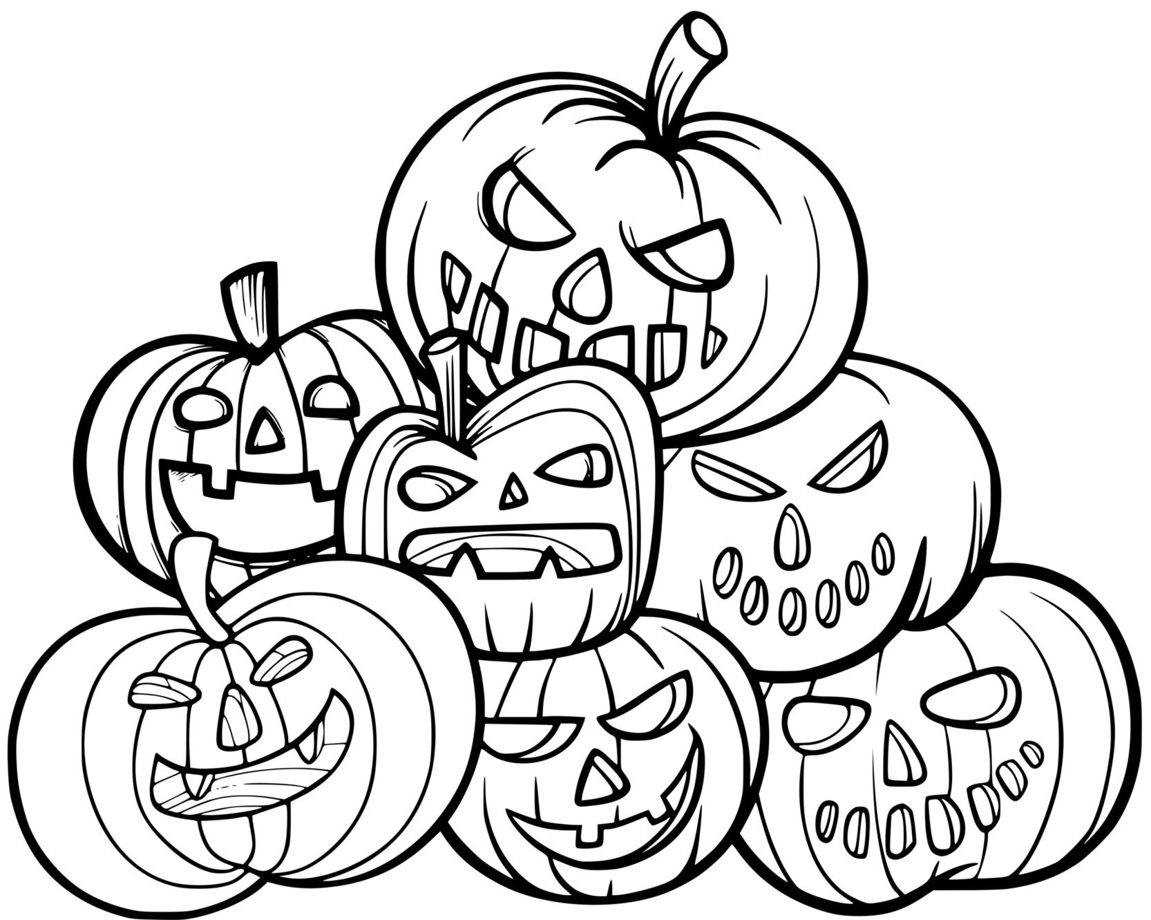 Coloriage Une Montagne De Citrouilles Méchantes - Halloween citrouille à imprimer