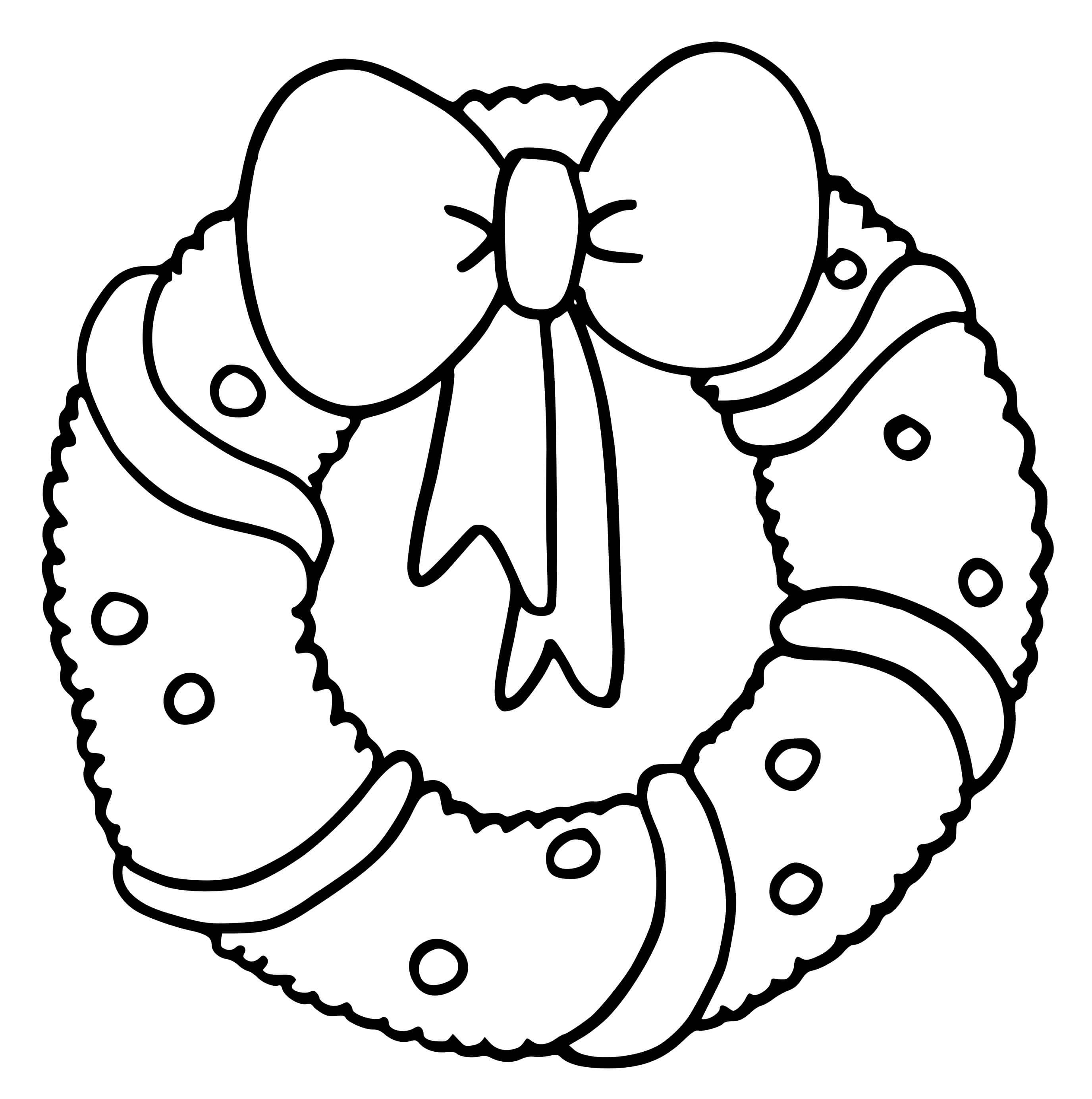 Coloriage Une Petite Couronne De Noël Facile - Couronne de Noël à imprimer