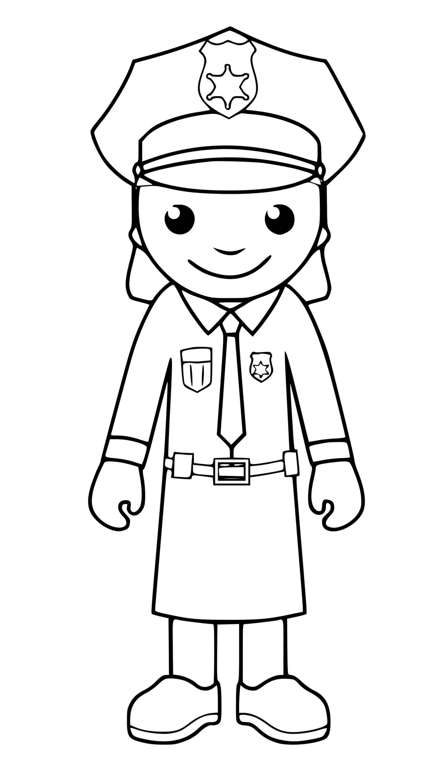 Coloriage Une Policiere Américaine Porte Un Jupe - Police à imprimer