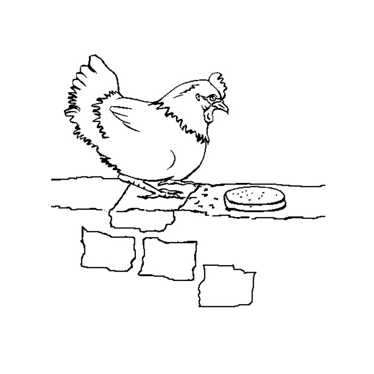 Coloriage Une Poule Sur Un Mur - Animaux à imprimer