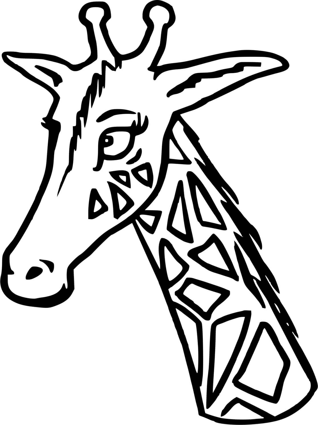 Coloriage Une Tête De Girafe Avec Son Cou - Girafe à imprimer