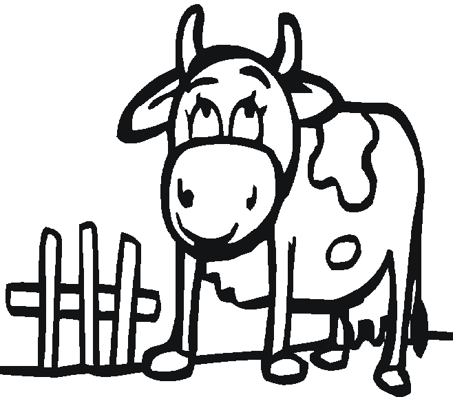 Coloriage Une Vache Cote D'Une Barriere - Animaux à imprimer