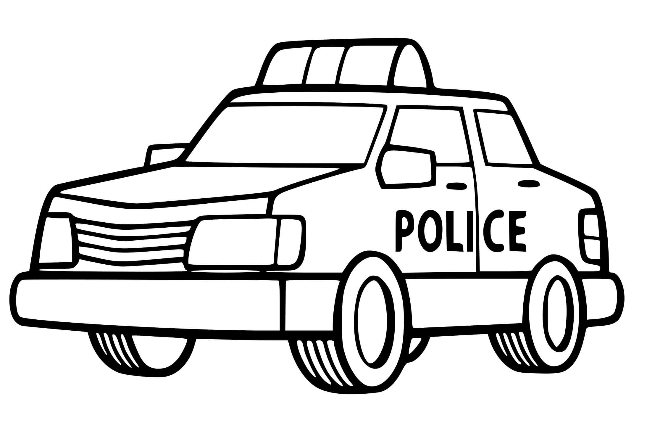 Coloriage Une Voiture De Police Facile Pour Maternelle - Voiture de police à imprimer