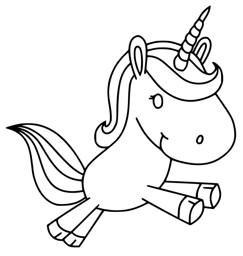 Coloriage Licorne Kawaii Joyeuse - Licorne à imprimer