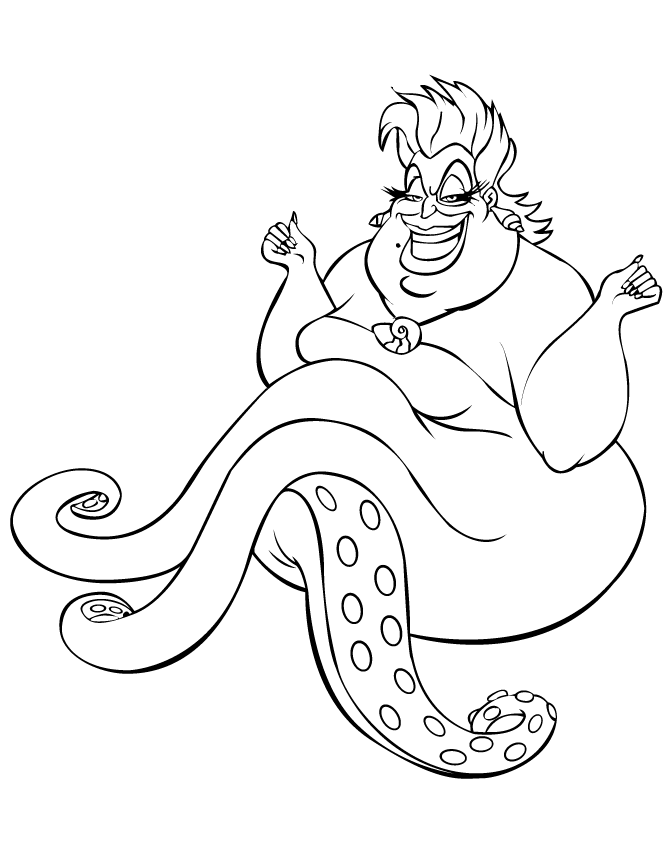 Coloriage Ursula la Reine des Mers Méchante - Halloween disney à imprimer