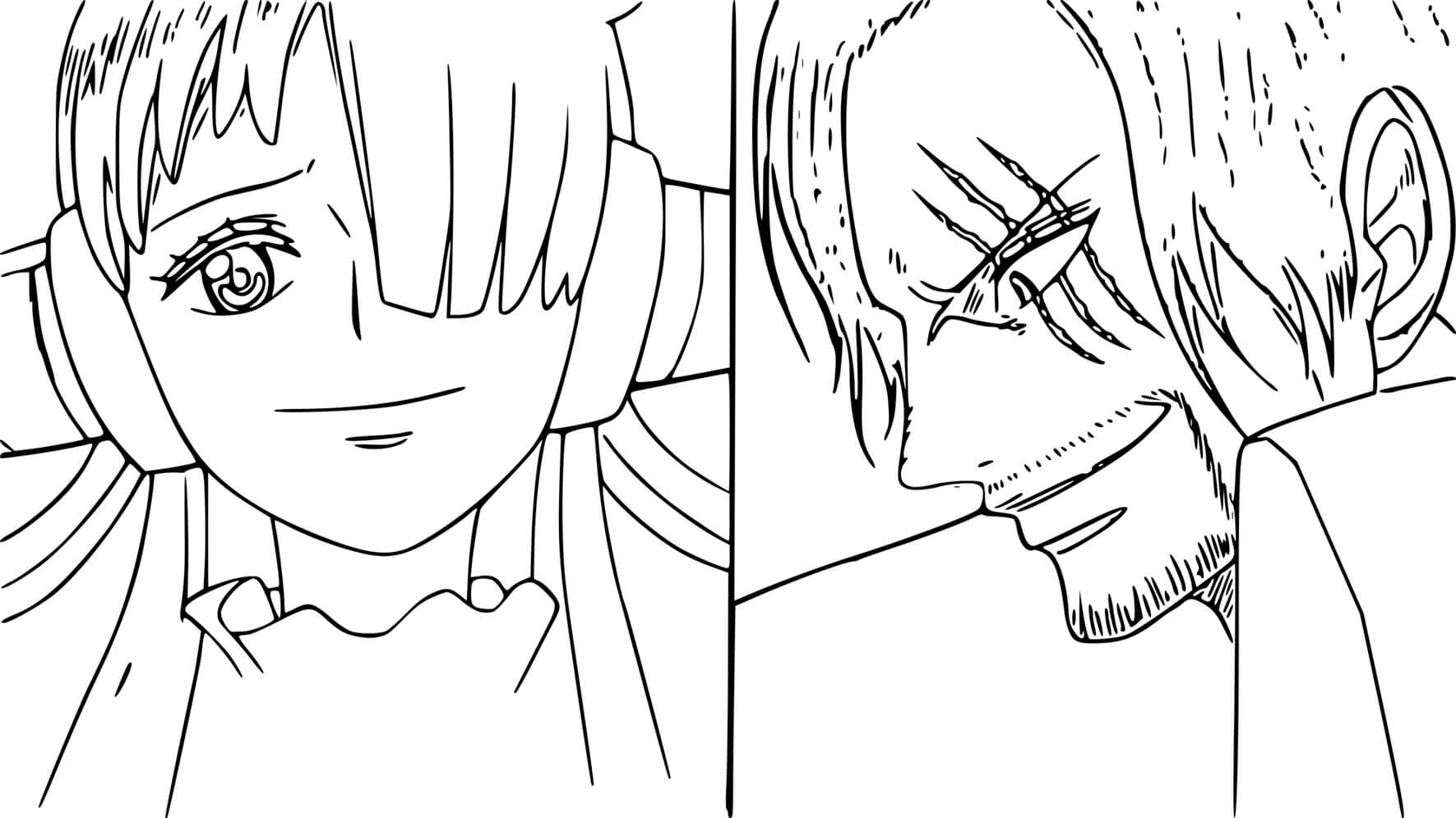 Coloriage Uta Shanks One Pièce Red - One piece à imprimer