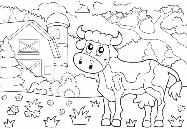 Coloriage Vache Animal De La Ferme - Vache à imprimer
