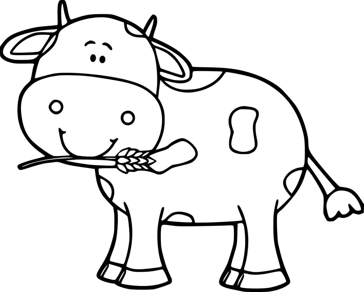 Coloriage Vache Facile Qui Mange - Vache à imprimer
