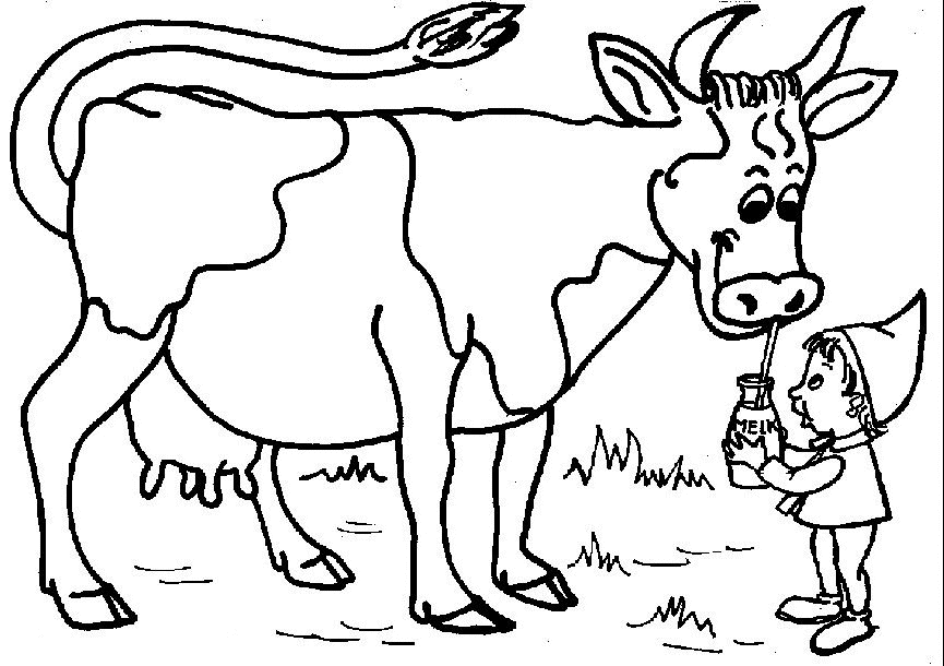 Coloriage Vache Qui Boit Du Lait - Animaux à imprimer