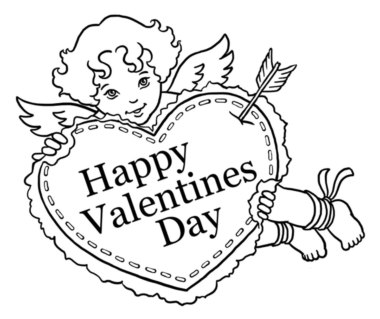 Coloriage Doux Cupidon de la Saint-Valentin - Cupidon à imprimer