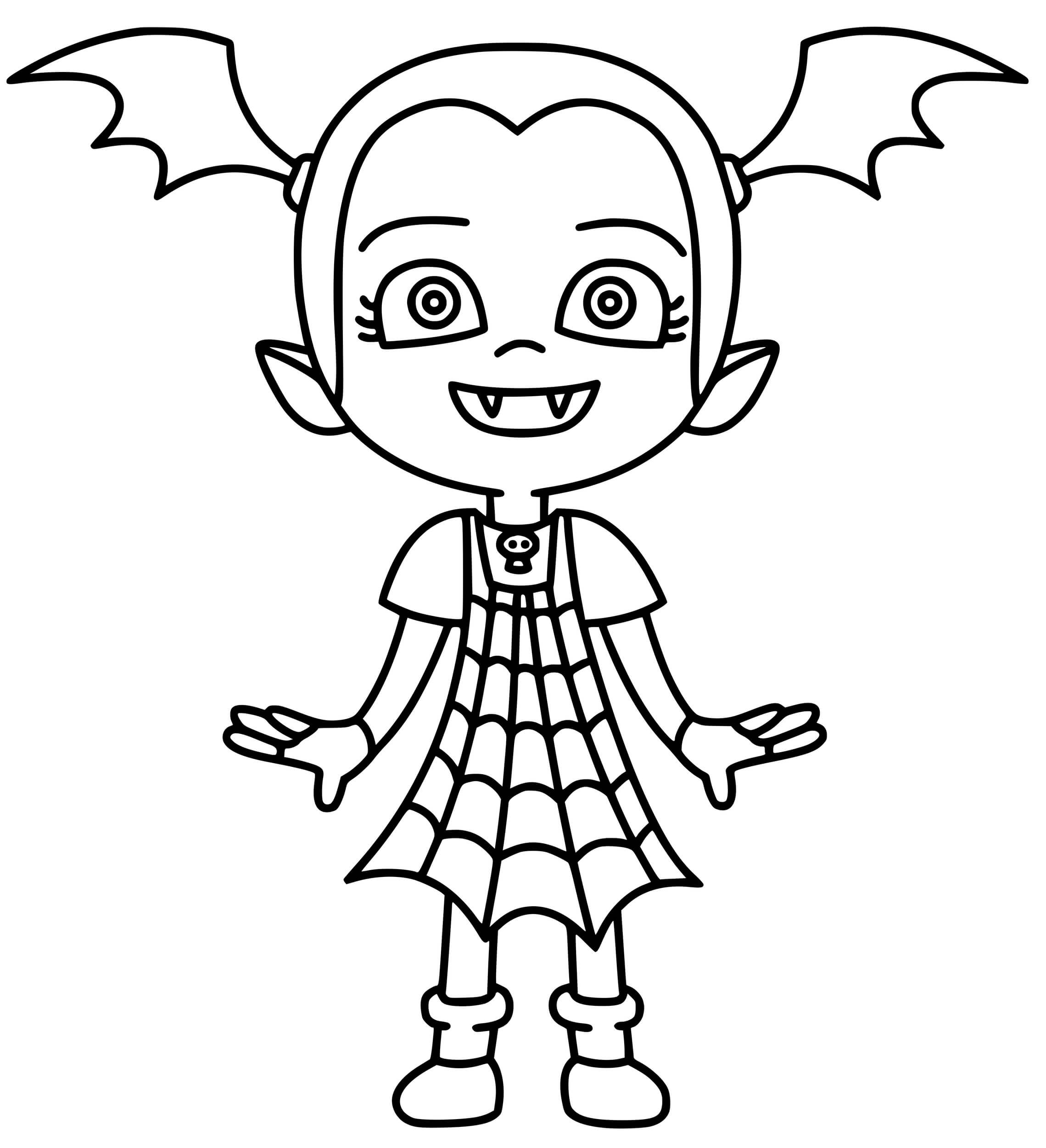Coloriage Vampirina Avec Une Robe En Toile Araignée - Vampirina à imprimer