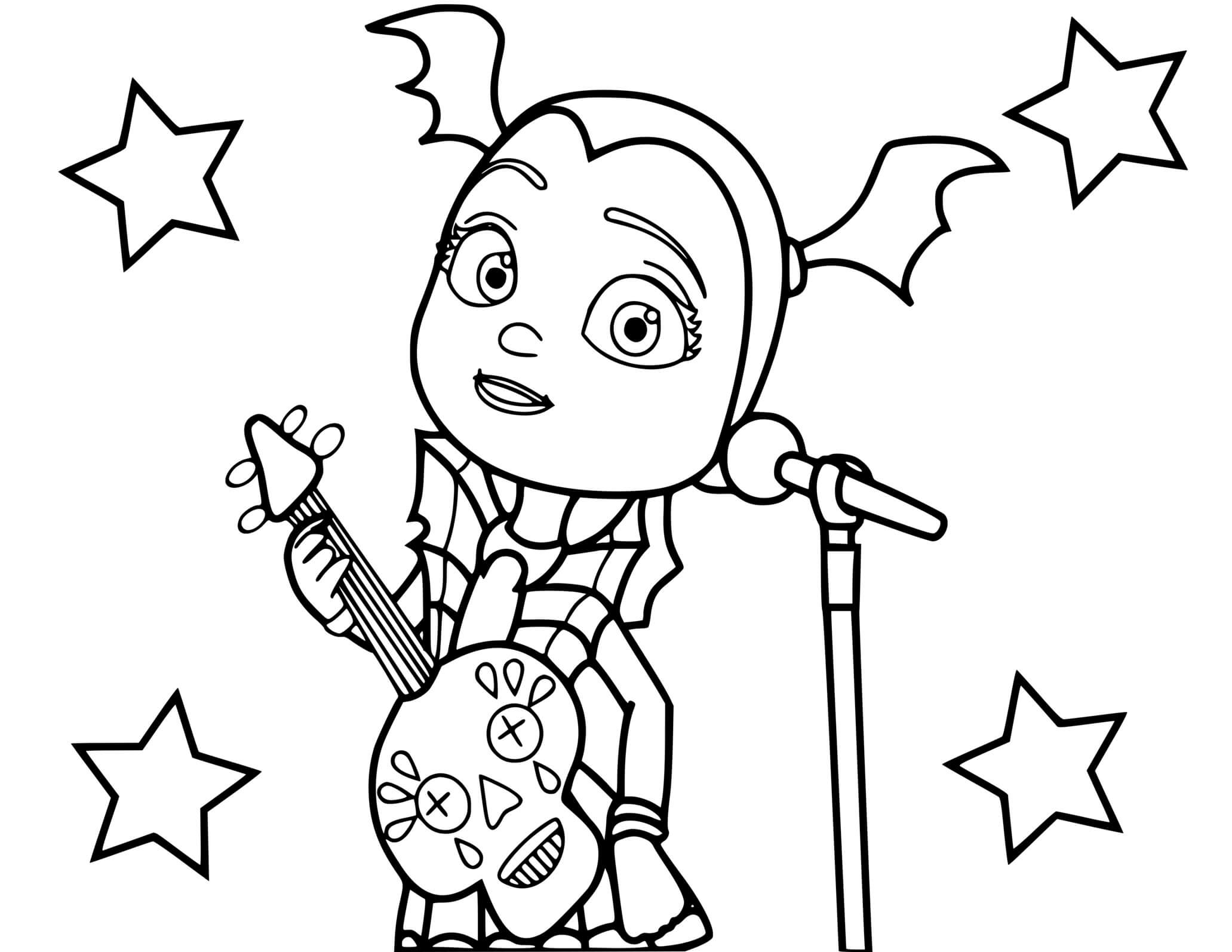 Coloriage Vampirina Chanteuse Et Guitariste - Vampirina à imprimer