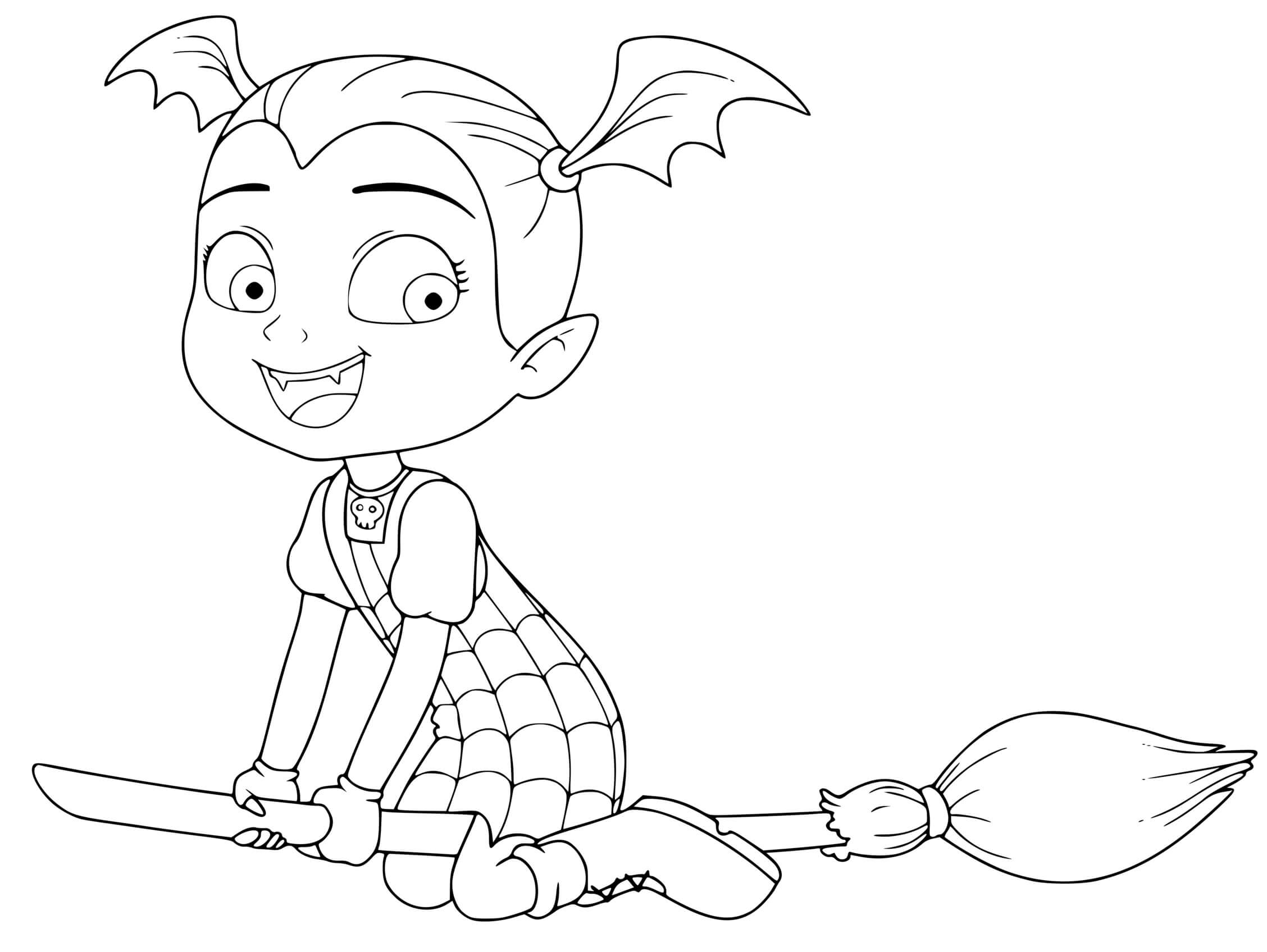 Coloriage Vampirina La Vampire Vol Comme Une Sorcière - Vampirina à imprimer