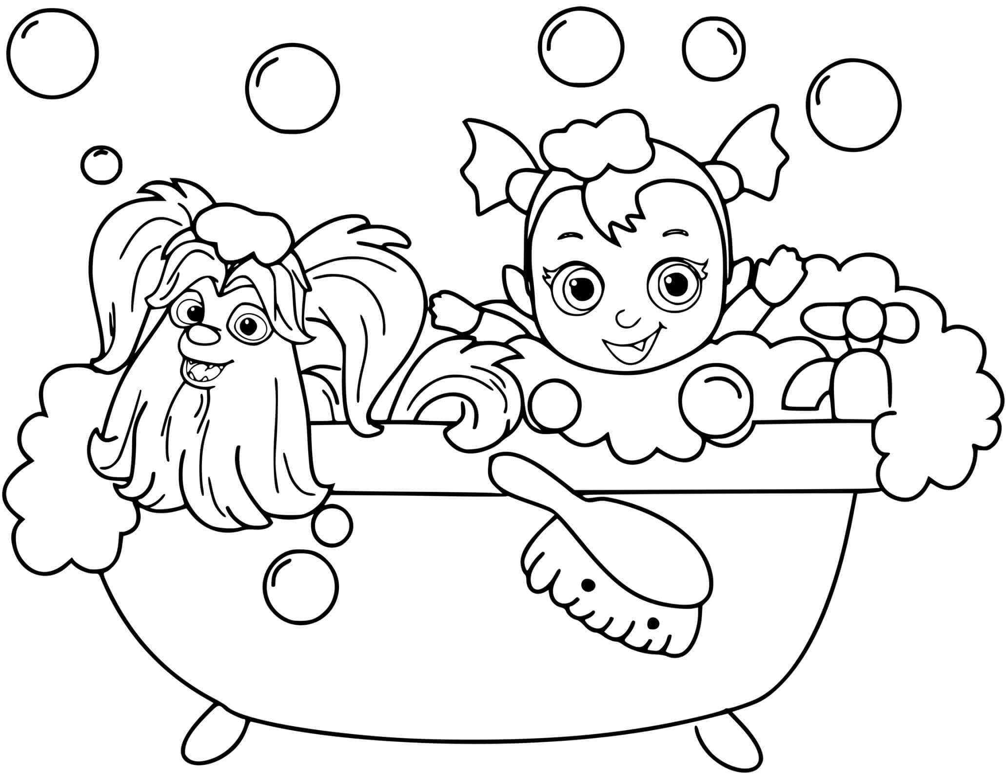 Coloriage Vampirina Prend Sa Douche - Vampirina à imprimer