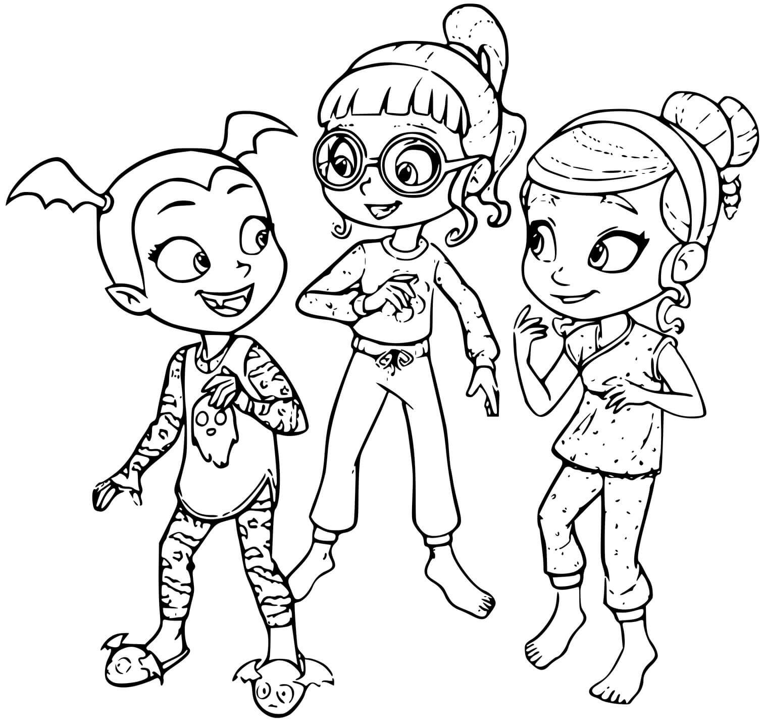 Coloriage Vampirina Soiree Pyjama Entre Filles - Vampirina à imprimer