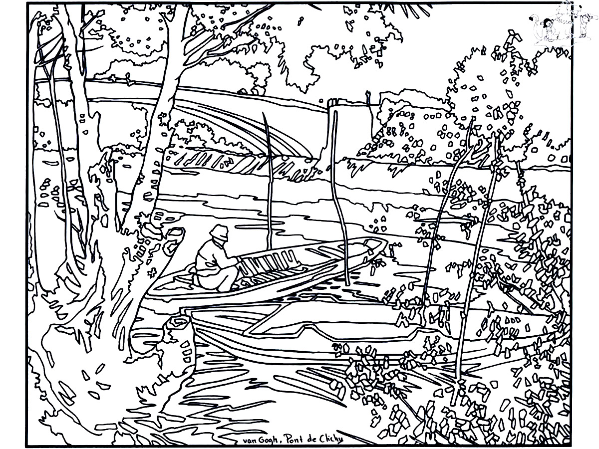 Coloriage Van Gogh Pont De Clichy - Art à imprimer