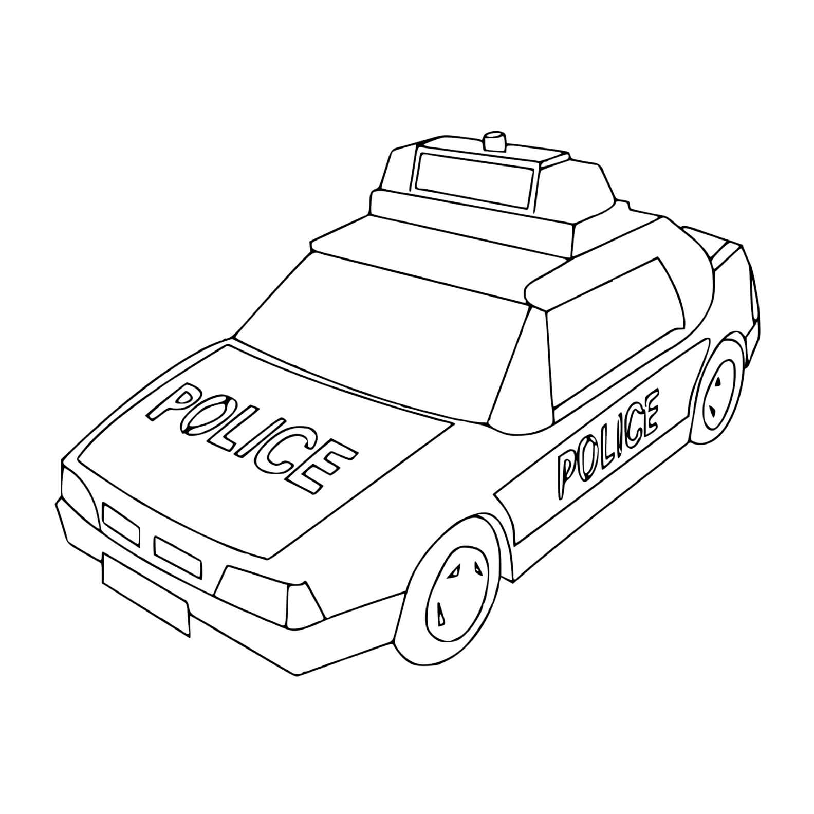 Coloriage Véhicule De Police Avec Gyrophare - Voiture de police à imprimer