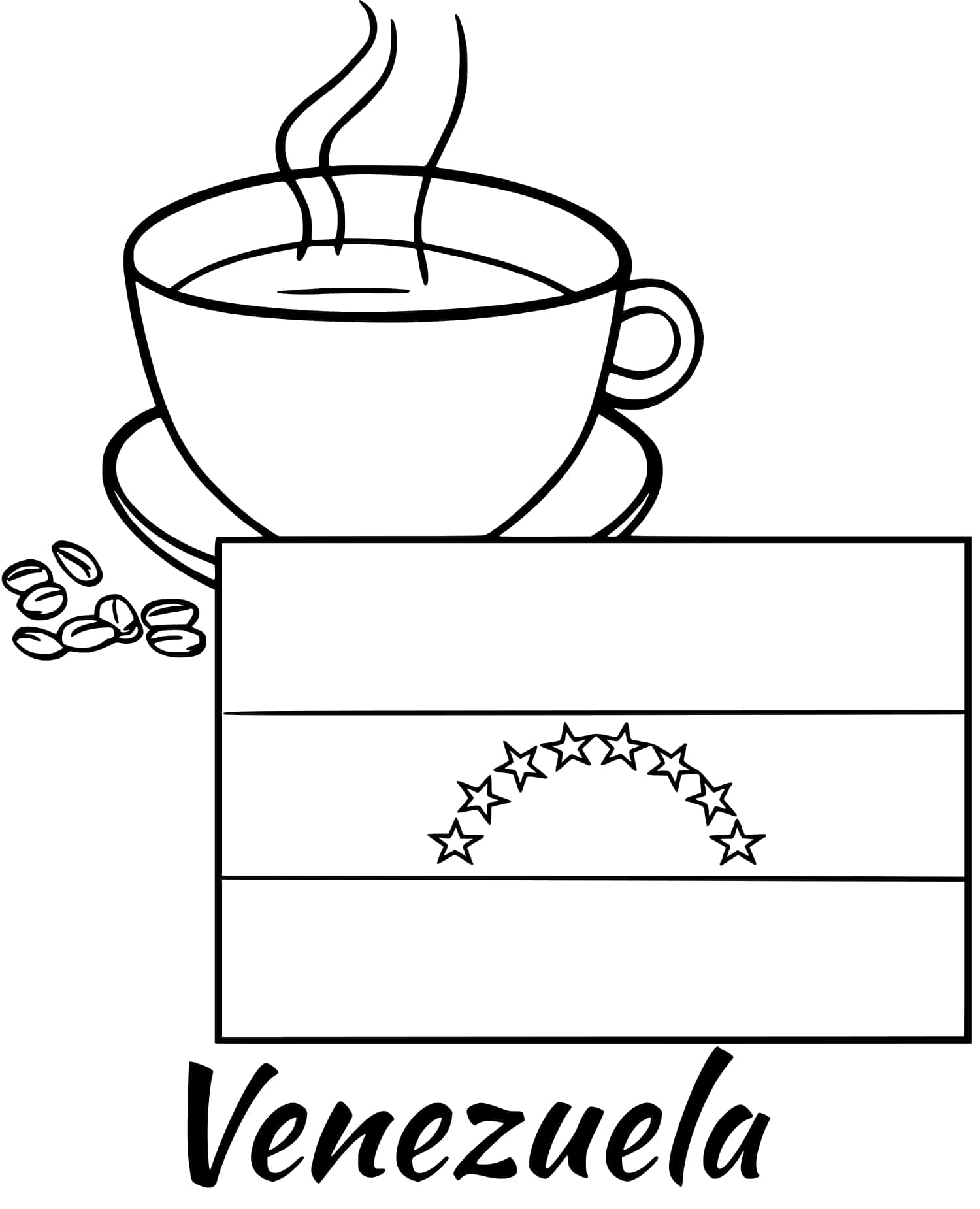 Coloriage Venezuela Drapeau Coffee - Drapeau à imprimer
